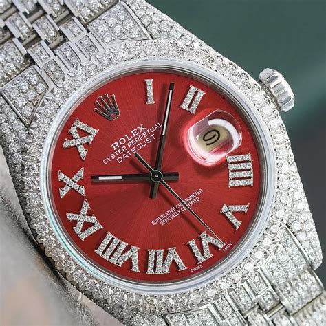 red face iced out rolex replica|rolex datejust 41 iced out.